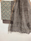 (VANASPATI) Block Printed Cotton Suit with Cotton Kota Doria dupattaa