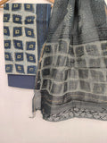 (VANASPATI) Block Printed Cotton Suit with Cotton Kota Doria dupattaa