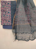 (VANASPATI) Block Printed Cotton Suit with Cotton Kota Doria dupattaa