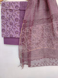 (VANASPATI) Block Printed Cotton Suit with Cotton Kota Doria dupattaa