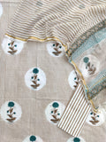BOOTA Hand Block Printed Cotton Suit with Cotton Kota Doria dupatta