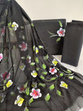 HAND PAINTED COTTON SUIT WITH PURE CHIFFON DUPATTA