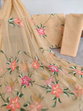 HAND PAINTED COTTON SUIT WITH PURE CHIFFON DUPATTA