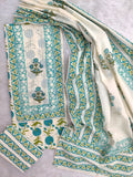 Exclusive Cotton Printed Neck Work Suits with mulmul dupatta