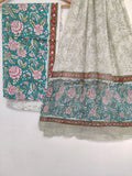 (SALE) HAND BLOCK PRINTED COTTON SUIT WITH PURE CHIFFON DUPATTA
