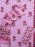 Hand Block Printed Cotton Schiffli Suit with Kota Doria Dupatta
