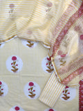 BOOTA Hand Block Printed Cotton Suit with Cotton Kota Doria dupatta