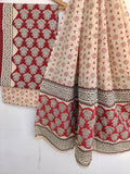 (SALE) Hand Block Printed Cotton Suit With Mulmul Cotton Dupatta