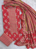 (SALE) Exclusive Cotton Printed Neck Work Suits with mulmul dupatta