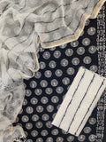 (SALE) Hand Block Printed Cotton Suit with Cotton Kota Doria dupatta