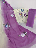 HAND PAINTED COTTON SUIT WITH PURE CHIFFON DUPATTA