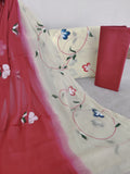 HAND PAINTED COTTON SUIT WITH PURE CHIFFON DUPATTA
