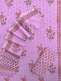 Hand Block Printed Cotton Schiffli Suit with Kota Doria Dupatta