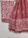 (BATIK) Hand Block Printed Cotton Suit with Cotton Kota Doria dupatta