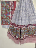 Hand Block Printed Cotton Suit With Mulmul Cotton Dupatta