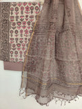 (VANASPATI) Block Printed Cotton Suit with Cotton Kota Doria dupattaa