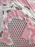 Hand Block Printed Cotton Suit With Lace Work Mulmul Dupatta