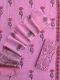 Hand Block Printed Cotton Schiffli Suit with Kota Doria Dupatta