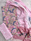 FLORAL PRINTED COTTON GOTA PATTI SUIT WITH COTTON DUPATTA