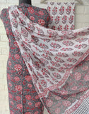 Hand Block Printed Cotton Suit With Mulmul Cotton Dupatta