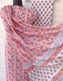 Hand Block Printed Cotton Suit With Mulmul Cotton Dupatta