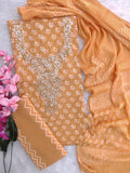 FLORAL PRINTED COTTON GOTA PATTI SUIT WITH CHIFFON DUPATTA