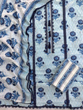 Exclusive Unstitched Cotton Neck Work Suits with Mulmul Dupatta
