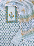 PANEL Hand Block Printed Cotton Suit with Cotton Kota Doria dupatta