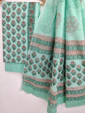 Hand Block Printed Cotton Suit With Mulmul Cotton Dupatta