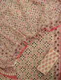(AJRAKH) Hand Block Printed Cotton Suit with Cotton Kota Doria dupatta