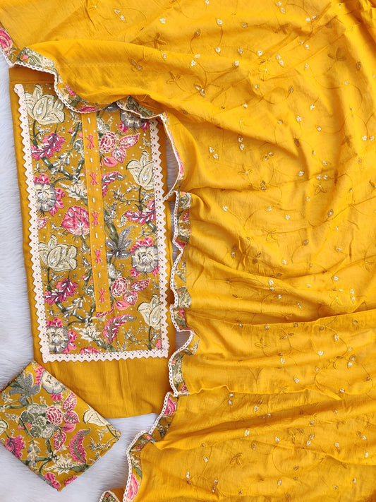 COTTON NECK EMBROIDERY WORK SUIT WITH COTTON MULMUL EMBROIDERY DUPATTA