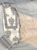 Exclusive Unstitched Cotton Neck Work Suits with Chiffon Dupatta