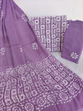 (BATIK) HAND BLOCK PRINTED COTTON SUIT WITH PURE CHIFFON DUPATTA