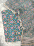 (All over) Hand Block Printed Cotton Suit with Cotton Kota Doria dupatta
