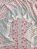 Hand Block Printed Cotton Suit With Lace Work Mulmul Dupatta