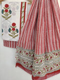 Hand Block Printed Cotton Suit With Mulmul Cotton Dupatta