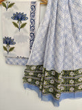 Hand Block Printed Cotton Suit With Mulmul Cotton Dupatta