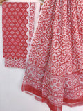 Hand Block Printed Cotton Suit With Mulmul Cotton Dupatta