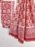 Hand Block Printed Cotton Suit With Mulmul Cotton Dupatta
