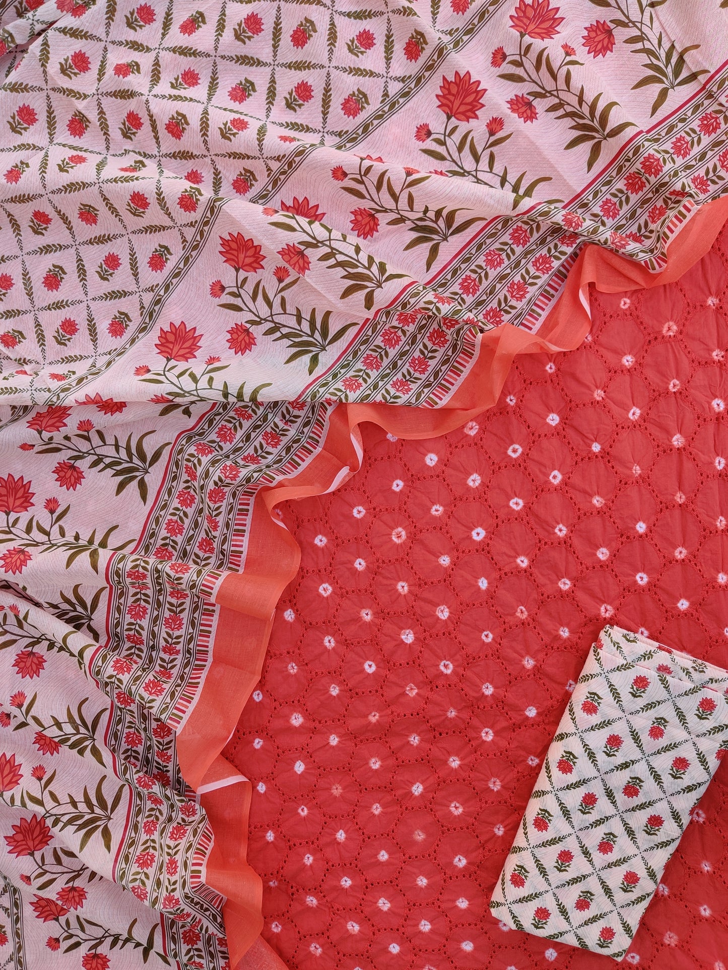 Schiffli Suit with Mulmul Dupatta