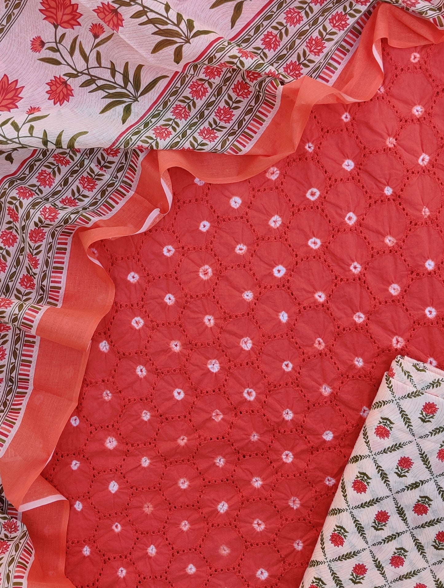 Schiffli Suit with Mulmul Dupatta