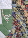 MIRROR NECK WORK SUITS WITH PATCH WORK MULMUL DUPATTA