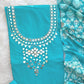 MIRROR NECK WORK SUITS WITH PATCH WORK MULMUL DUPATTA