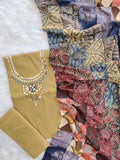 MIRROR NECK WORK SUITS WITH PATCH WORK MULMUL DUPATTA