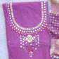 MIRROR NECK WORK SUITS WITH PATCH WORK MULMUL DUPATTA