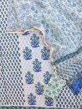 (BOOTA) Hand Block Printed Cotton Suit with Cotton Kota Doria dupatta