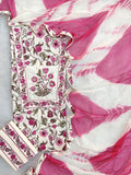Exclusive Unstitched Cotton Neck Work Suits with Chiffon Dupatta