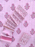 Hand Block Printed Cotton Schiffli Suit with Kota Doria Dupatta
