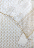 (KHADI GOLD) Hand Block Printed Cotton Suit with Cotton Kota Doria dupatta9
