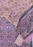 Hand Block Printed Cotton Suit with Cotton Kota Doria dupatta